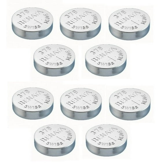 Renata Watch Battery Swiss Made Renata 379 or SR521SW OR AG0 1.5V (10 Batteries, 379 or SR 521 SW)