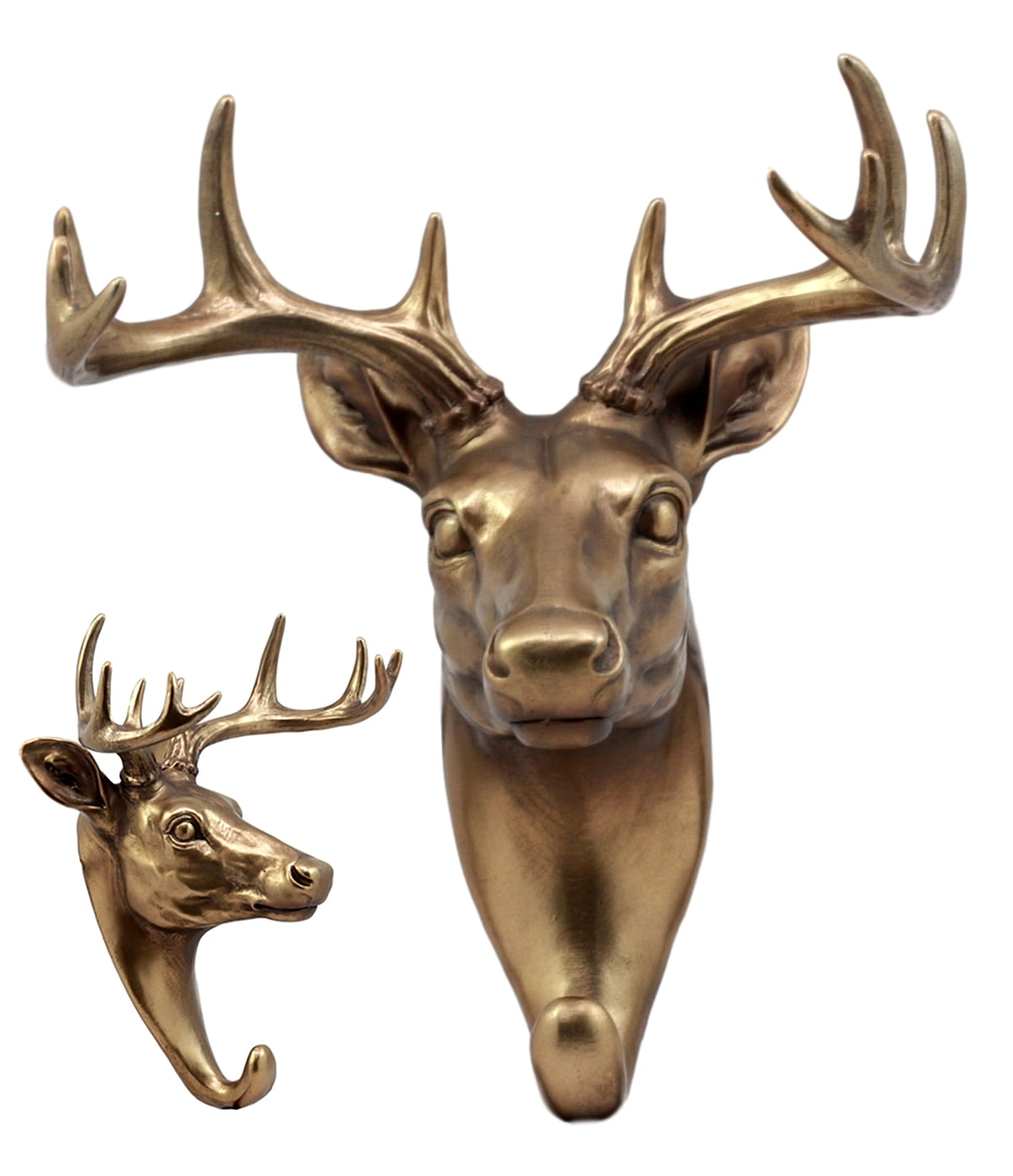 Bronzed 10 Point Buck Deer Bust Wall Hook Hanger Hunter's Game Trophy