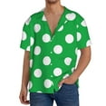 thumbnail image 1 of Fotbe Green And White Polka Dot Camisa Estampada de Manga Corta para Hombre, Casual de Verano, Estilo Playero, Sin Arrugas-XX-Large, 1 of 5