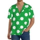 thumbnail image 1 of Fotbe Green And White Polka Dot Camisa Estampada de Manga Corta para Hombre, Casual de Verano, Estilo Playero, Sin Arrugas-Large, 1 of 5