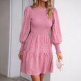 thumbnail image 3 of Vestido De Manga Farol Vestido fluido para mujer, jersey, vestido corto Vintage, cintura alta, ropa de trabajo diaria para mujer Ygjytge Rosa S para Mujer, 3 of 7