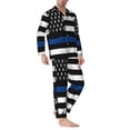 thumbnail image 2 of Fotbe Thin Blue Line Flag Pijama de Hombre con Estampado de Manga Larga, Conjunto de 2 Piezas, Ropa de Dormir Suave y Cómoda con Bolsillos-Large, 2 of 7