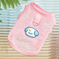 thumbnail image 2 of Puppy Embroidered Teddy Vest Summer Cute Dog Clothes Hollow Out Breathable Pomeranian Pullover Fashion Mesh Maltese T-Shirt Pink L, 2 of 5