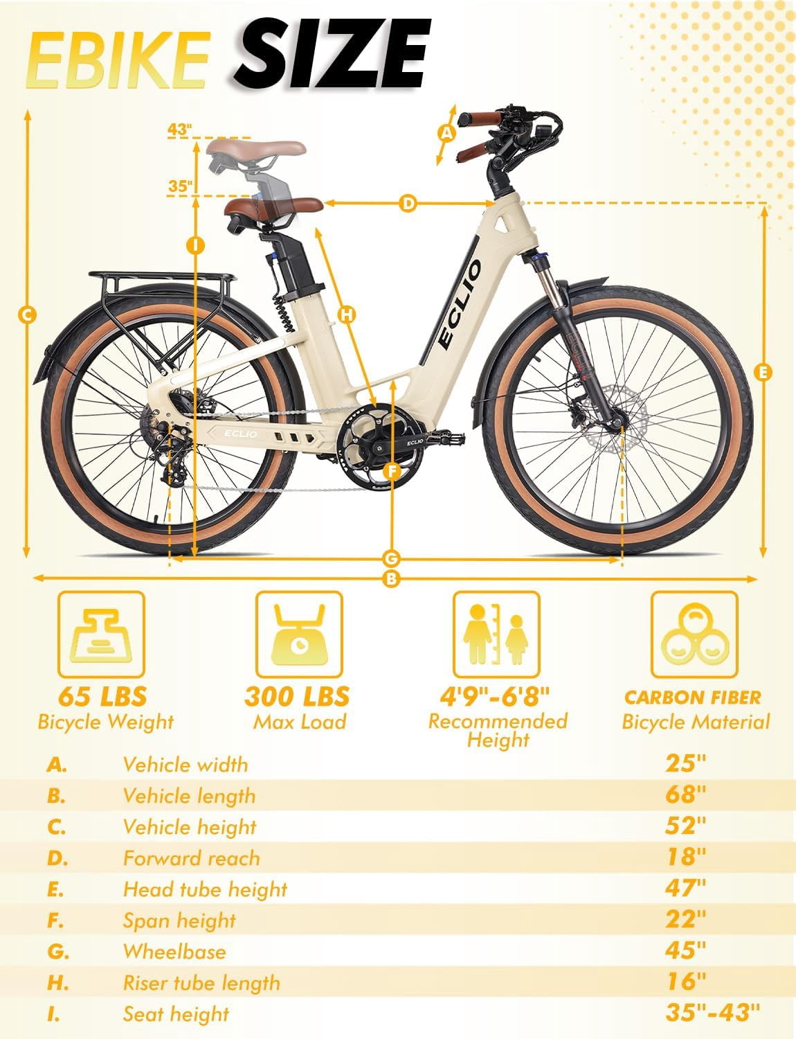 26" Carbon Fiber Electric Bike for Adults, 750W Motor 24MPH Lightweight Commuter E-Bike, 48V Dual Battery 128 Miles Long Range, 13+ Adult Electric Bicycle - Beige