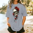 thumbnail image 5 of Inverlee Women's Plus Size Tunic Tees Trendy Gothic Floral Print Short Sleeve Tshirts Casual Loose Fit Crewneck Tunic Tops, 5 of 5