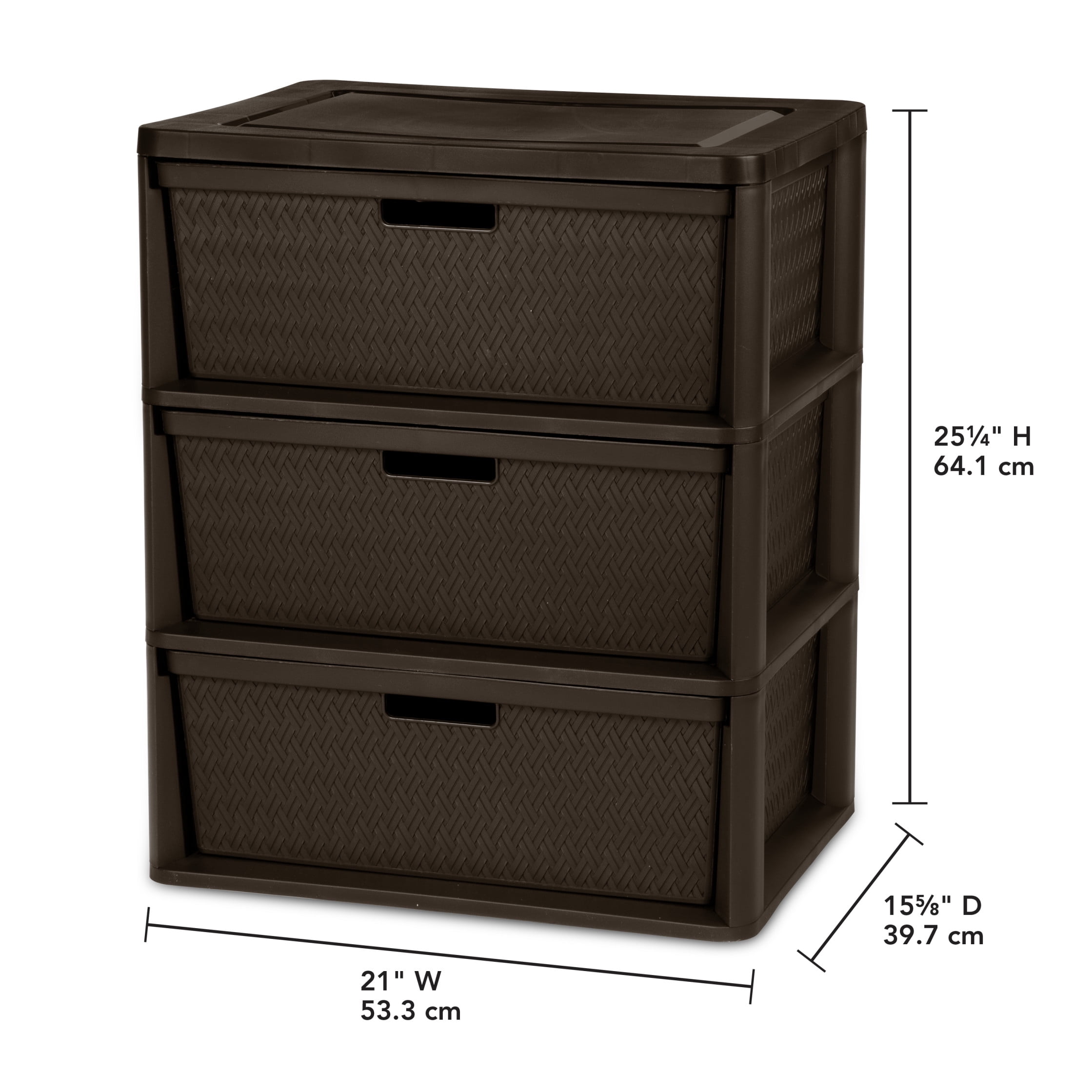 Sterilite Wide 3 Drawer Tower, Plastic Storage Organizer wit