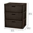 thumbnail image 2 of Sterilite Wide 3 Drawer Tower, Plastic Storage Organizer with Removable Decorative Bins, Easy to Assemble - No Tools Needed, Brown, 2 of 14