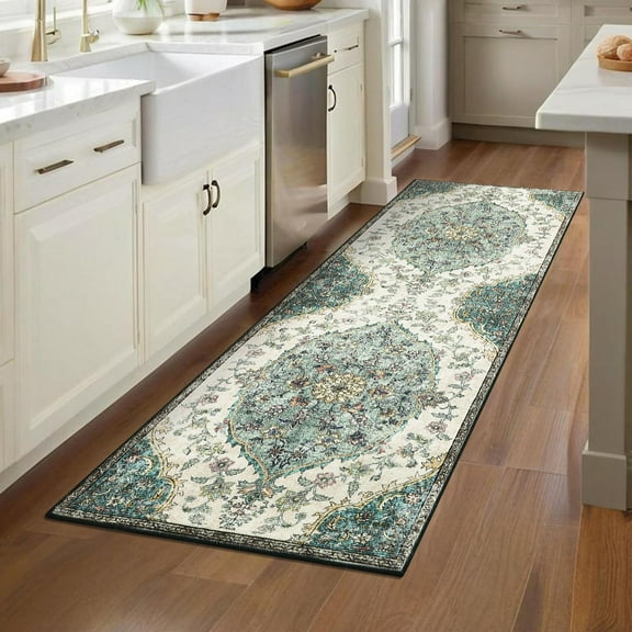 Ataucjin 5x7 Large Area Rug, Vintage Medallion Washable Living Room Bedroom Rug, Non-Slip Carpet for Dining Room Low-Pile Print Pattern Indoor Rug