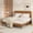 Orange Brown, variant on Frostbloom Full Size Faux Leather Platform Bed Frame with Adjustable Headboard, Dark Brown