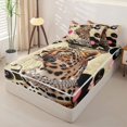 thumbnail image 2 of Castle Fairy Leopard Print Zipper Twin Comforter Sets with Fitted Sheet and 2 Pillowcases, Sport Billiard Zipper Bedding Set, Black Pink Brown,4-Piece, 2 of 6