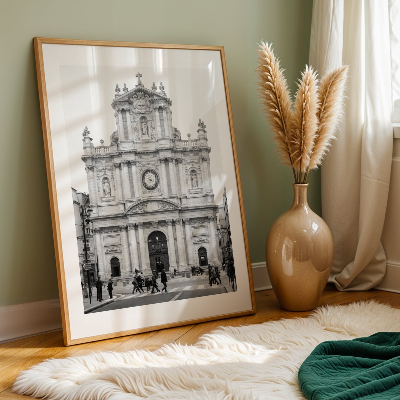 Eglise Saint-Paul-Saint-Louis B&W - Paris Île-de-France France Photography Unframed Wall Art Print 24 x 36 inches