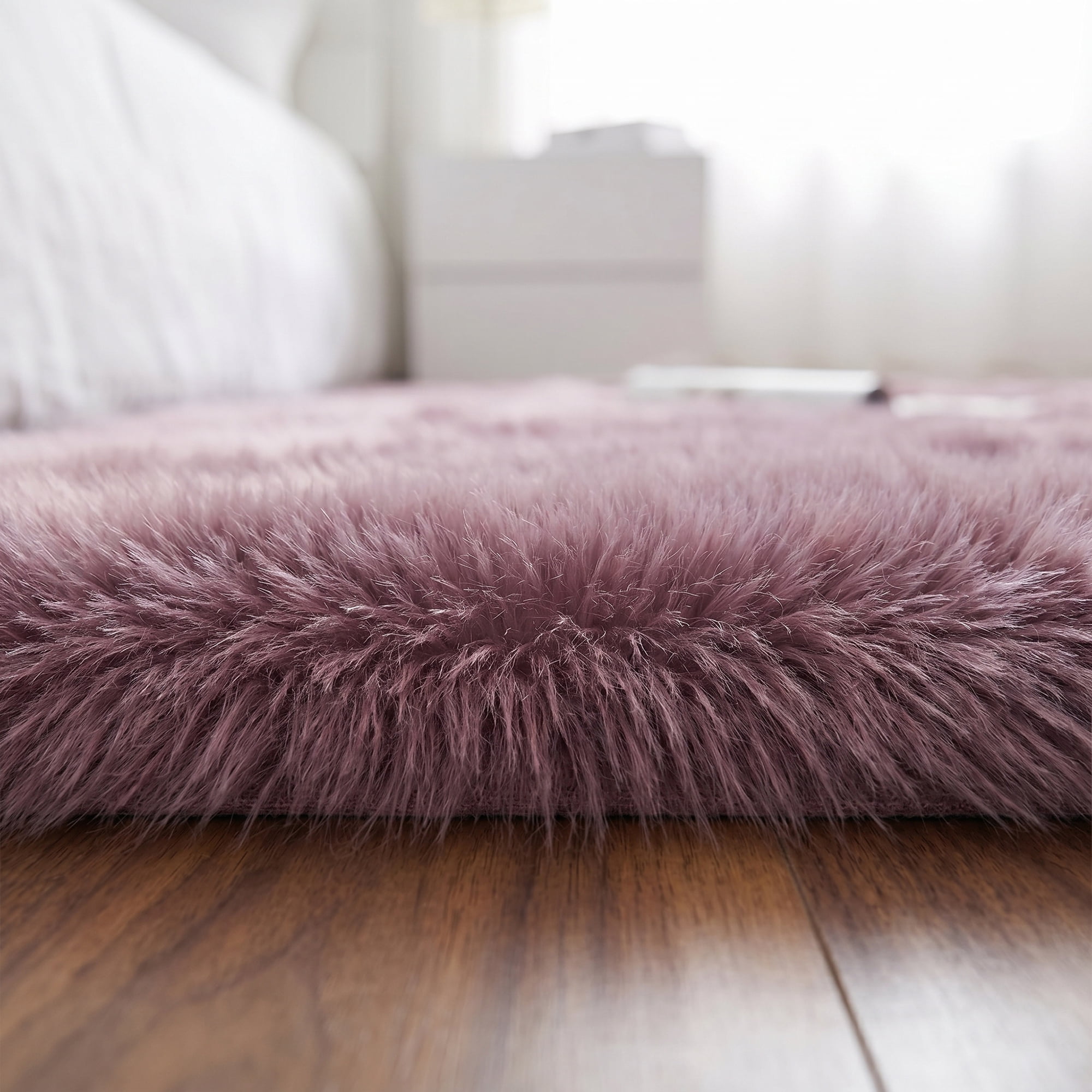 Unique Bargains Shaggy Area Rug Ultra Fluffy Non Slip Fuzzy Carpet 24" x 16" Purple
