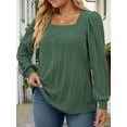 thumbnail image 3 of NISVIYA Women Tunic Tops Square Neck Blouse Long Puff Sleeves Shirts Loose Fit Sweater Casual Tops Fall Fashion, 3 of 5