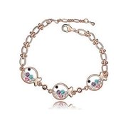 KATGI Fashion 18K Gold Plated Lovely Little Fish Austrian Color Crystal Bracelet