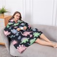 thumbnail image 5 of Oversized Wearable Blanket Hoodie,Black Cartoon Dinosaurs Leaves Pattern Sherpa Blanket Hoodie with Super Pockets,Super Warm Fuzzy Pullover for Women & Men, 5 of 6