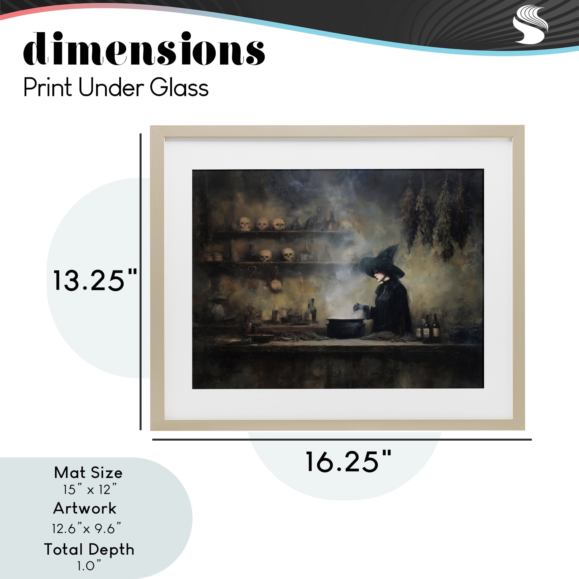 Witch's Cauldron Brew Birch Framed Print Under Glass, design by Arlington Prints