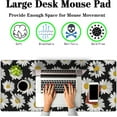 thumbnail image 2 of Big Mouse Pad Black Desk Pad Large Gaming Mousepads Pc Mouse Pads Office Items Non-Slip Rubber Base Waterproof with Stitched Edges 35.4 X 15.7 for Game Office, White Daisies, 2 of 7