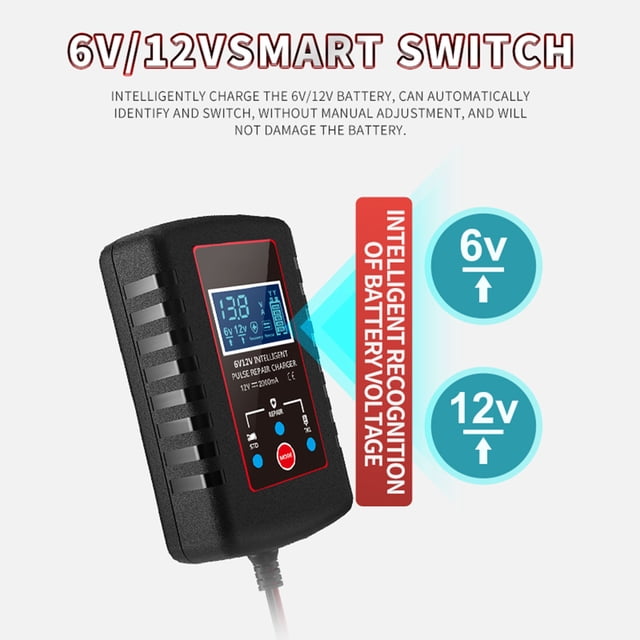 Cargador De Batería Para Automóvil Cargador De Cargador De Cargador De Batería De 6V De 12 V Y 12 V Smart Battery