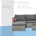 thumbnail image 3 of 3-Piece Patio Furniture Set Modern Sectional Sofa Rattan Chair Wicker Conversation Set Outdoor Hand Woven Rattan Wicker Furniture Patio Coffee Table Sofa Set, Grey, 3 of 7