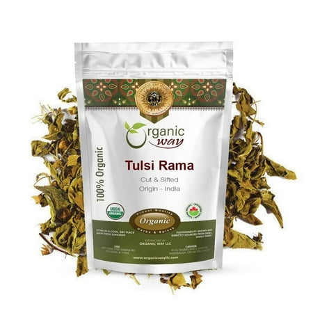 Organic Way Tulsi / Holy Basil (Rama) Cut & Sifted - Herbal Tea | Organic & Kosher Certified | Raw, Vegan, Non GMO & Gluten Free | USDA Certified | Origin - India (1/4 lbs / 4oz)