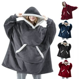 Sienna Hoodie Wearable Blanket One Size Ultra Soft Sherpa Fleece Lining Warm Cozy Oversized sweater Blanket Throw for Adults Men Women Charcoal Grey Walmart