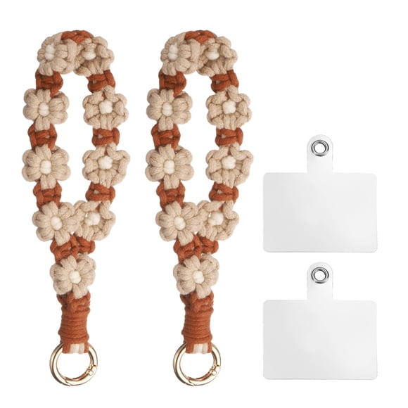 Uxcell 2 Pcs Correa para Muñeca de Teléfono con Puntos de Sujeción, Pulsera Lanyard para Teléfono Celular Hecha a Mano para Mujeres y Niñas, Caqui