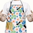 thumbnail image 2 of Pioneer Flower Floral Print Pattern Cotton Linen Apron with Pockets, Waterproof Adjustable, 33x27 Inch for Kitchen, Gardening, BBQ, Salon, 2 of 6