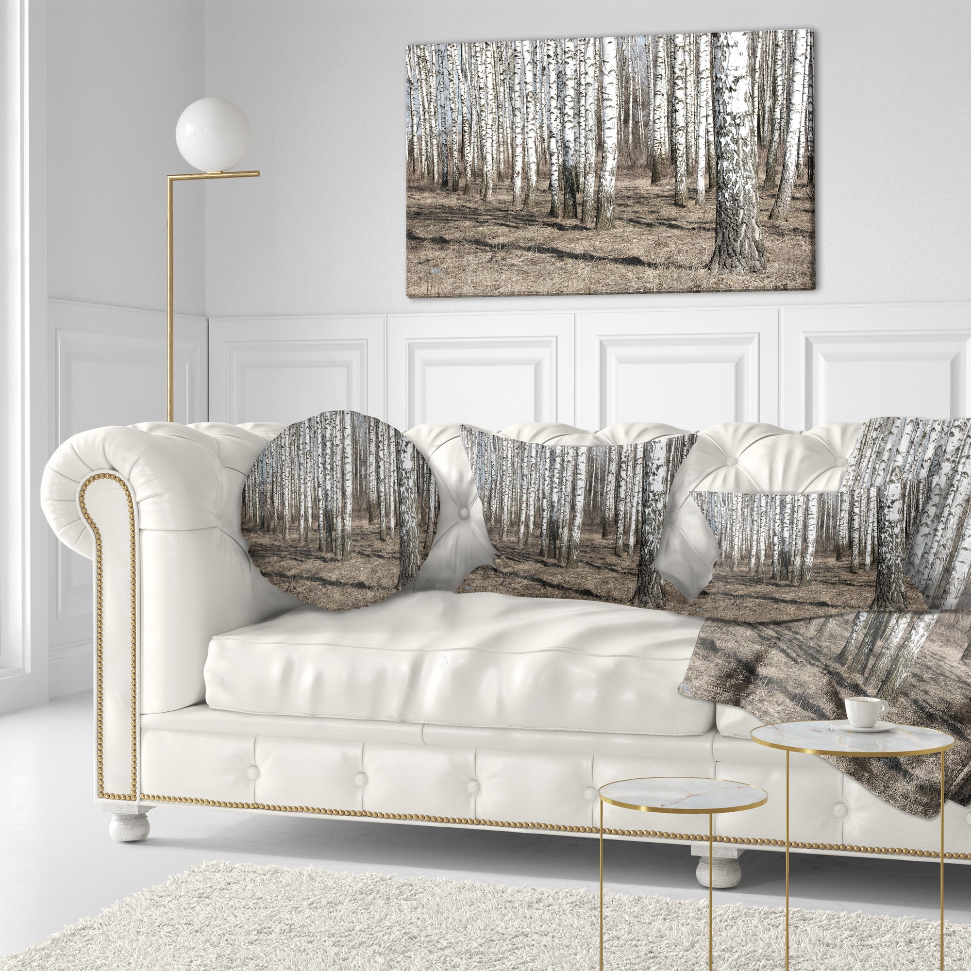 Designart Beautiful Dense Birch Forest View - Modern Forest Throw Pillow - 12x20