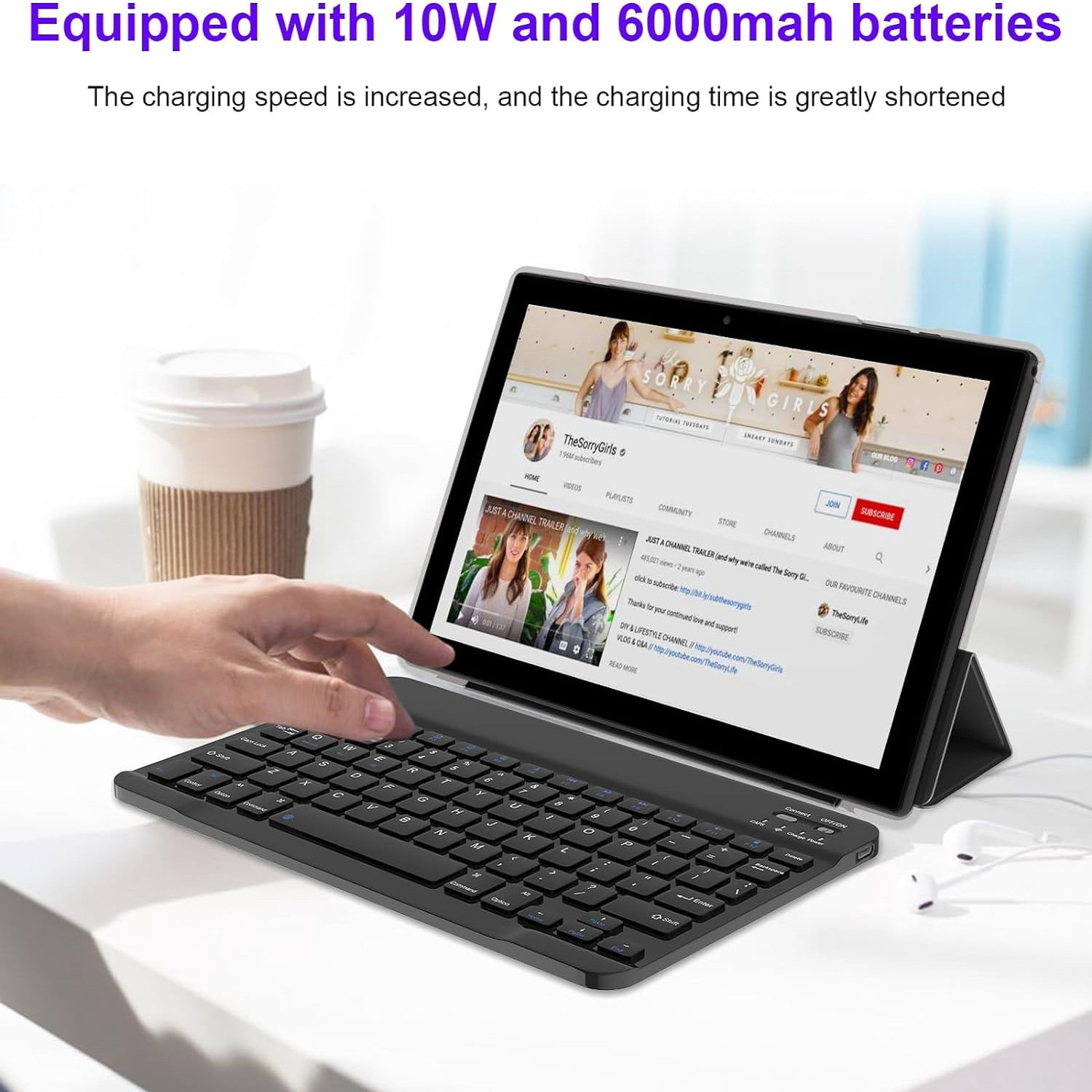 10 inch Android Tablet, 4GB RAM+64GB ROM 512GB Expandable Tablets, 1.8GHz Quad Core Processor Tablet, 1280*800 IPS 10'' HD Touch Screen, 2+8MP Dual Camera, 6000mAh Battery, WiFi, GPS, BT Tablet PC