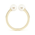 thumbnail image 2 of Angara Two Stone Freshwater Cultured Pearl Open Stackable Ring in 14K Yellow Gold for Women (Ring Size = 4.5), 2 of 9