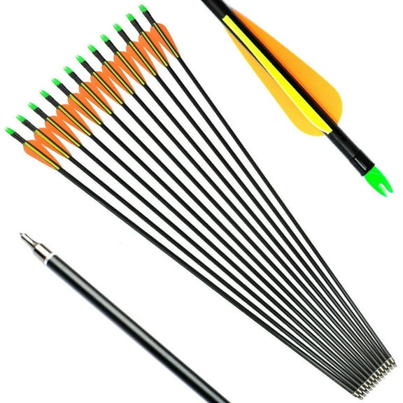 12pcs 30 inch Archery Fiberglass Arrows SP500 Hunting for Compound & Recurve Bow