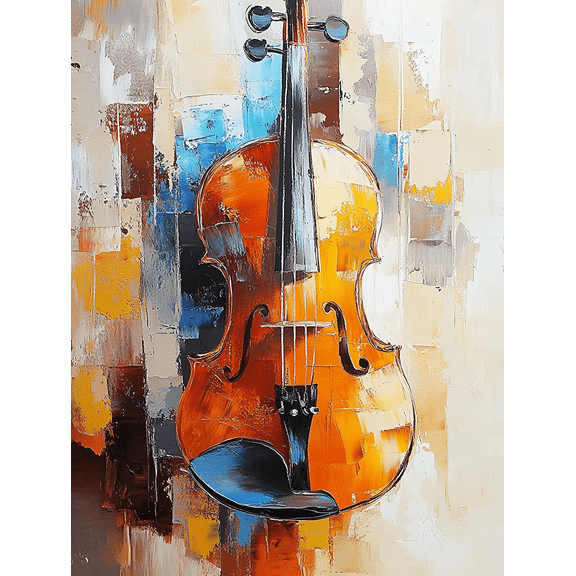 Abstract Violin Oil Painting Canvas Wall Art,Suitable for Living Room,Bedroom,Office,Dining Room,and Hallway Decoration.