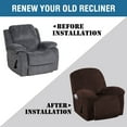 thumbnail image 3 of PrimeBeau Luxurious Soft Velvet Recliner Slipcover with Footrest, Brown, 3 of 6