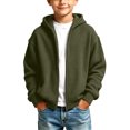 thumbnail image 2 of Nugftut Sweatshirts for Boys Corduroy Full-Zip Hooded Long Sleeve Sweatshirts Size 5-6 Army Green, 2 of 8