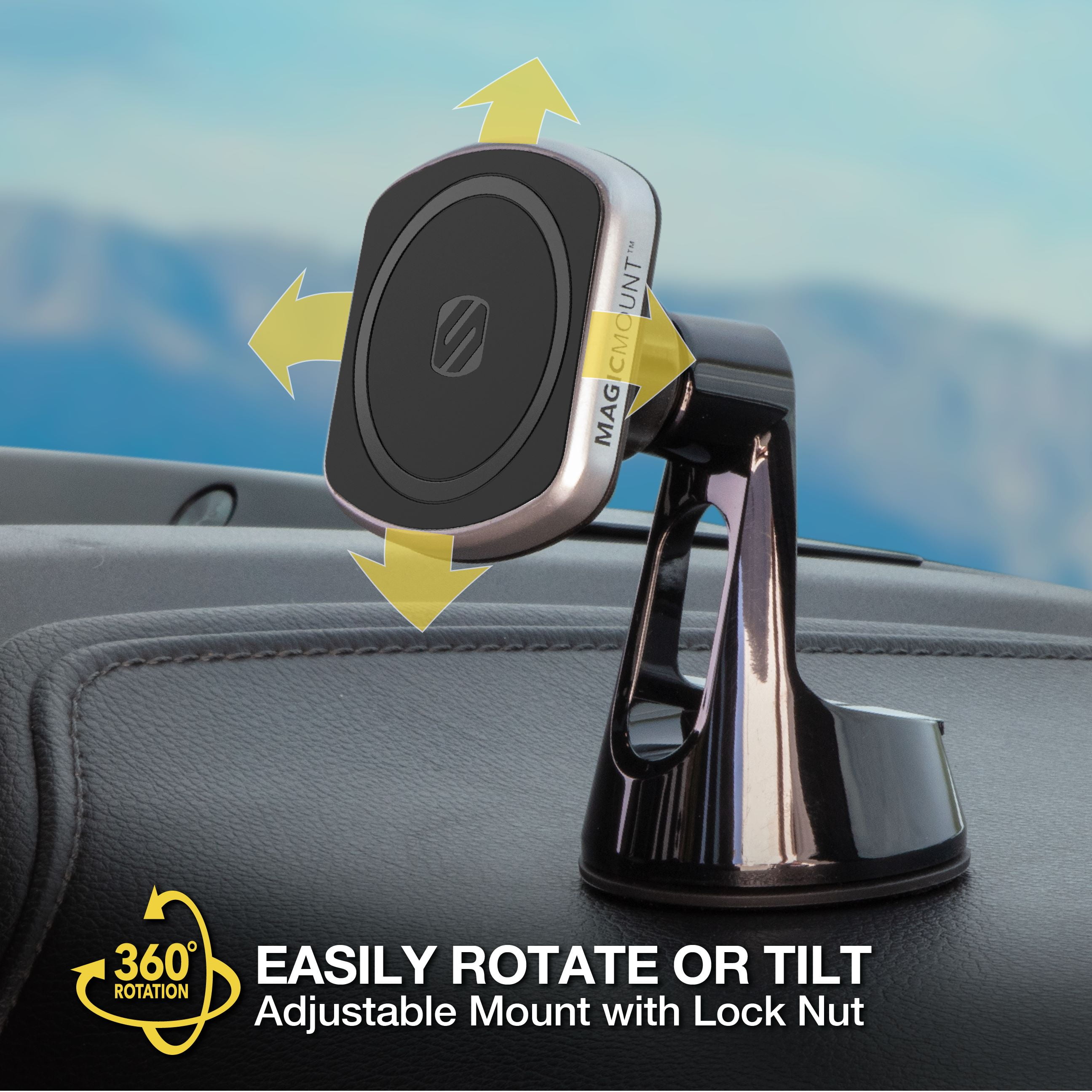 Scosche MP2CUPM-SP MagicMount Pro2 Cup Holder Magnetic Cell Phone Holder Car Mount Kit Compatible with MagSafe, iPhones, Galaxy, P : Scosche MPQ5CUP2 MagicMount Pro Charge5 15W Magnetic