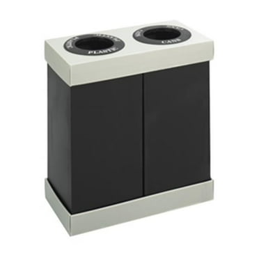 Pinpoint At-Your-Disposal Double Bin Recycling Center, 28 Gal Each, Polyethylene, Black