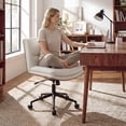 thumbnail image 4 of Gymax Armless Office Chair w/Wheels Curved Backrest Padded Seat Smooth Faux Leather White, 4 of 10