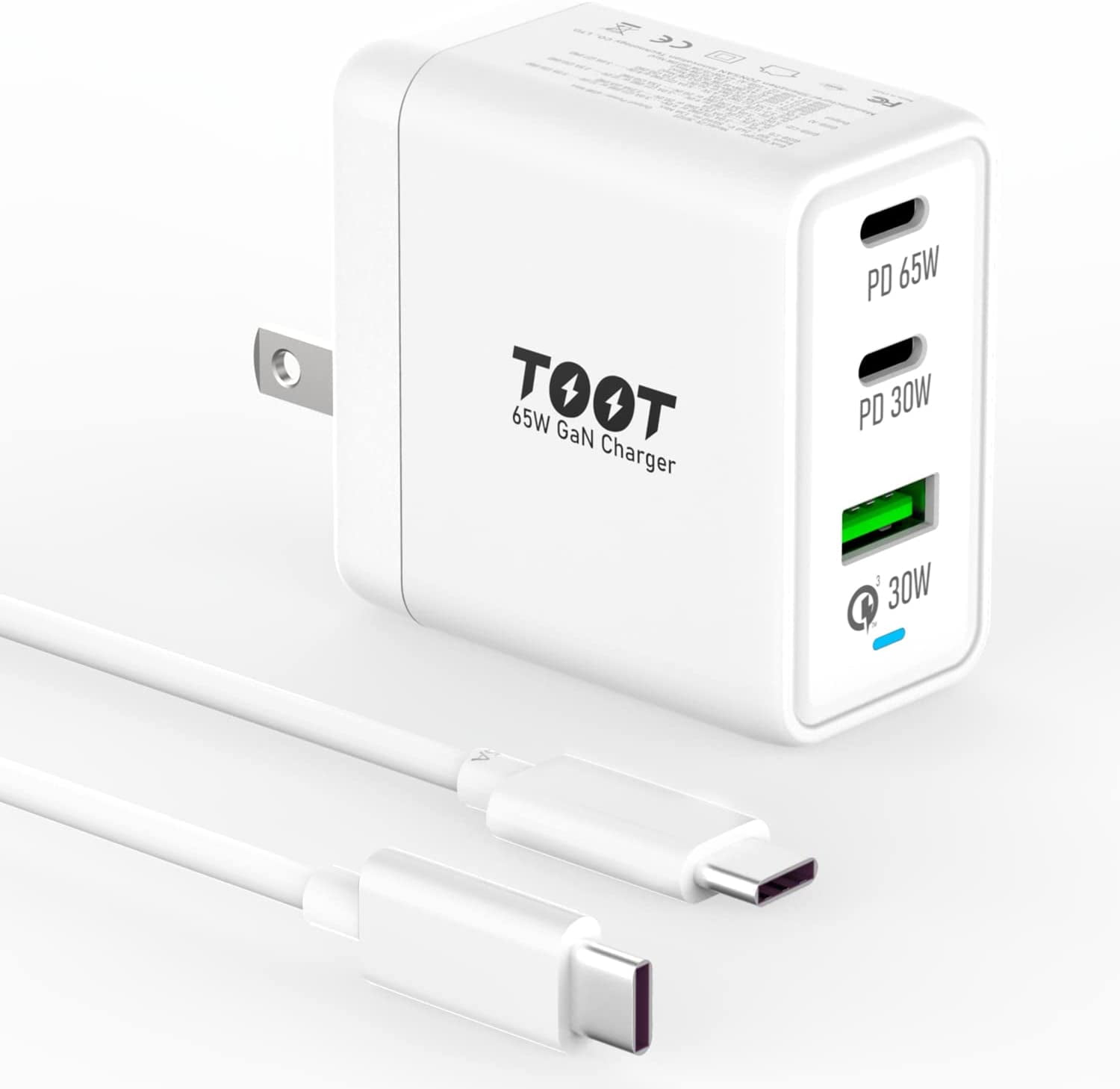 Buy USB C Charger 65W PD 3.0 GaN Charger Type C Foldable Adapter with 3