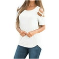 thumbnail image 2 of Qertyioot Femmes Été Impression Manches Courtes Tops Chemisiers, 2 of 6
