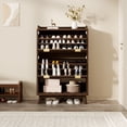 thumbnail image 4 of Yiwa Armoire à Chaussures Mince Cannelée de 48 Pouces, Rangement d'Entrée à Profil Courbé avec 2 Tiroirs Rabattables, Tablettes Ajustables et Tablette de Base Ouverte, 4 of 9