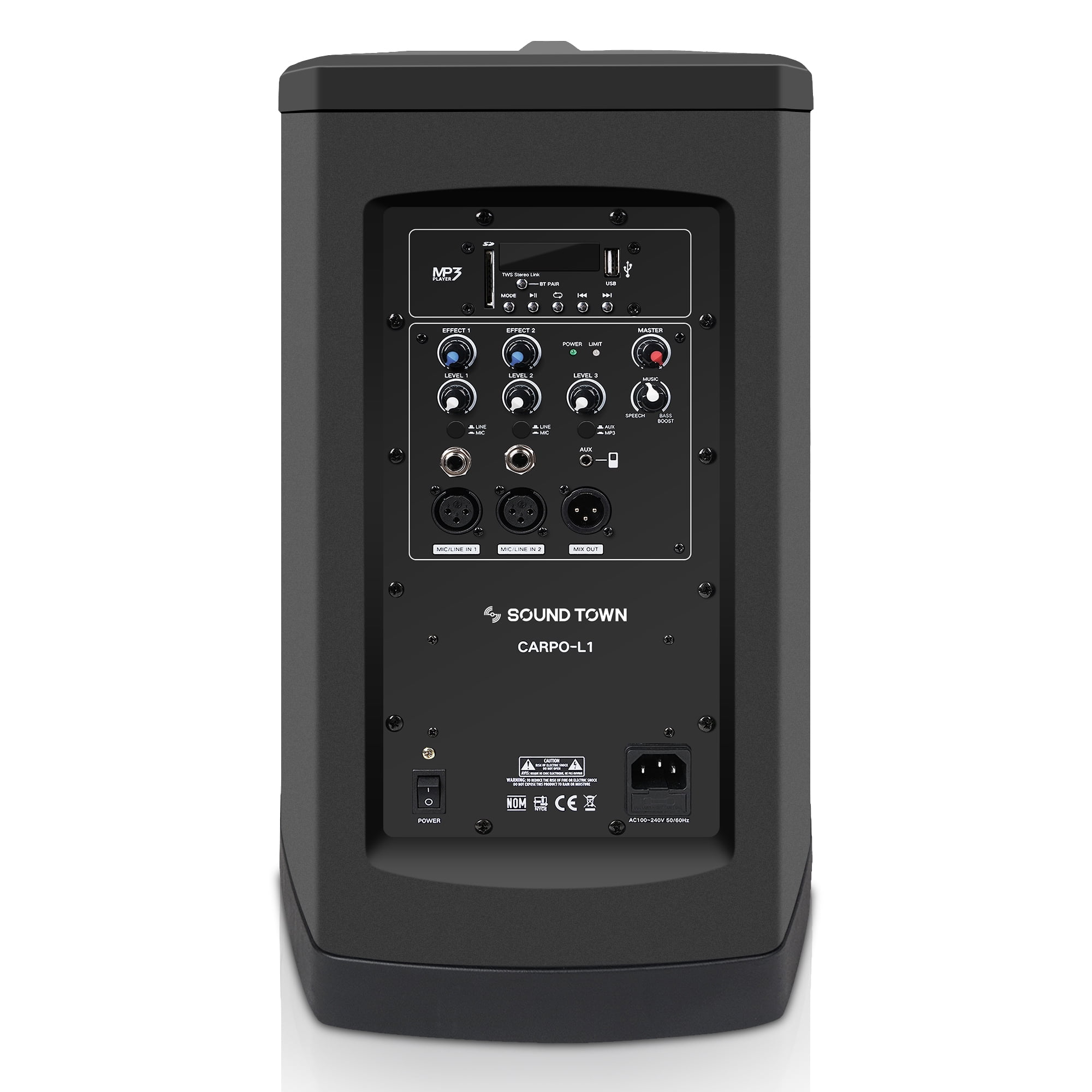 Sound Town Portable Bluetooth Steel ABS PA Systems, Black