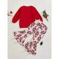 thumbnail image 5 of Kid Toddler Girls Pants Clothing Set, 6 12 18 24 Months 2T 3T 4T 5T Tree Print Long Sleeve Sweatshirt with Flare Pants Christmas Outfit, 5 of 9