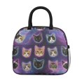 thumbnail image 2 of Multicolor Cat Head Purple Pattern Insulated Leakproof Lunch Box for Work, Lunch Bag for Women Men, Loncheras Para Mujer for Beach Travel Picnic Camping, 2 of 6