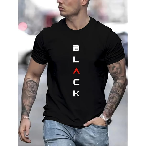 Nueva camiseta de moda para hombre, cómoda y transpirable, con estampado de letras negras, informal, de cuello redondo y manga corta, ideal para vacaciones de primavera y verano. Ideal como regalo.
