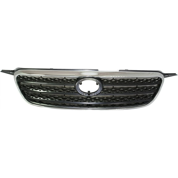 Grille Assembly Compatible With 2005-2008 Toyota Corolla Chrome Shell with Painted Dark Gray Insert