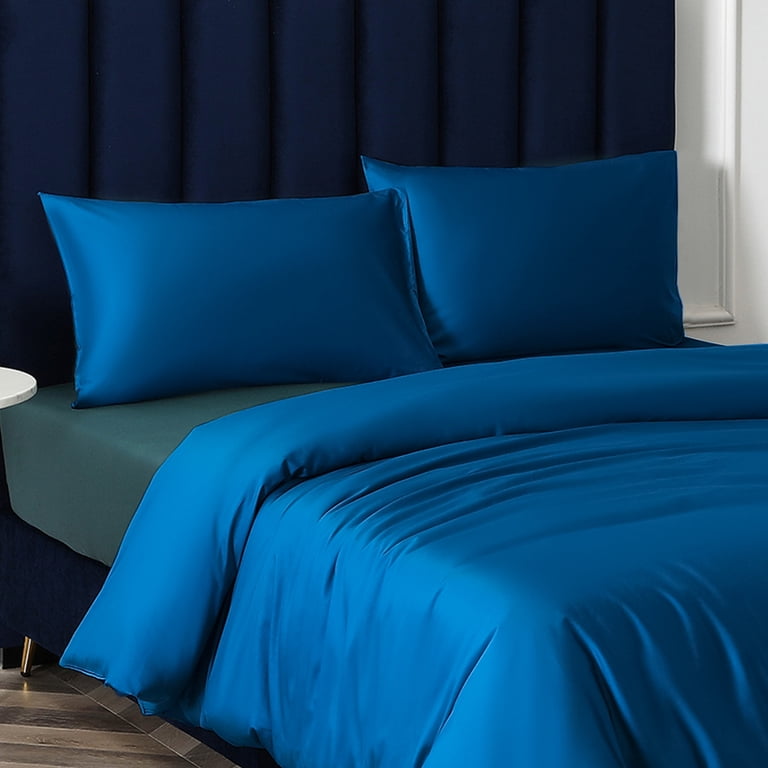 NT Bay Satin Pillowcases Queen, Set of 2 Royal Blue photo 5