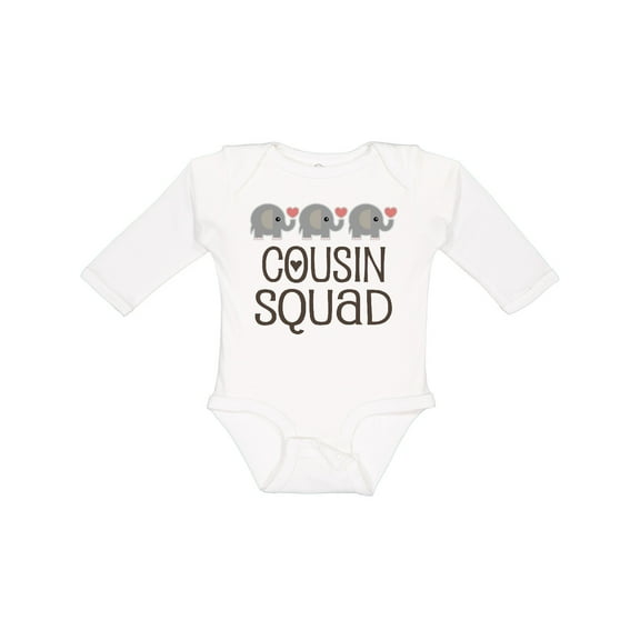 Inktastic Cousin Squad Elephant Boys or Girls Long Sleeve Baby Bodysuit