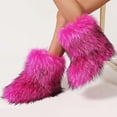 thumbnail image 4 of Faux Fur Boot For Women Furry Fluffy Comfy Plush Warm Outdoor Mid-Calf Boots with Round Toe, 4 of 6