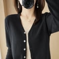 thumbnail image 1 of Cárdigan de punto para mujer, camisa básica con cuello en V, manga larga, conjunto de primavera, suéter para mujer, estilo coreano, 1 of 6