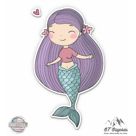 Pretty Mermaid - 3" Vinyl Sticker - For Car Laptop I-Pad Phone Helmet Hard Hat - Waterproof Decal